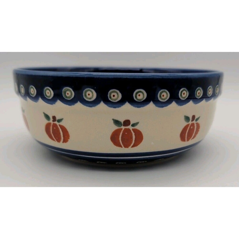 polish pottery boleslawiec Pumpkin Bowl Eyes 7"